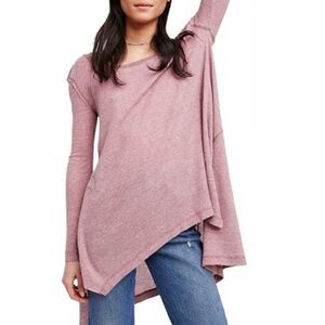 Free People Size Small Mauve Purple Oversized Boho Incredible Thermal Tee